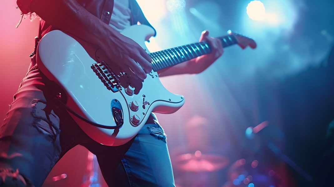 Guitarrista tocando sua guitarra